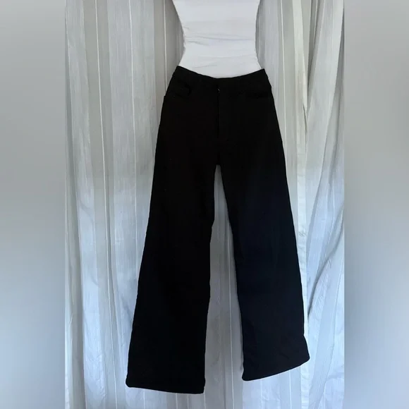 COS Black Flare Pants Women’s Size 25 Tailored Wide Leg High Waist Minimalist - Picture 2 of 16